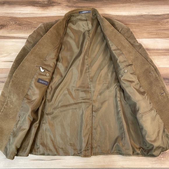 Croft & Barrow Corduroy Blazer Mens 46L 2 button Cotton Khaki Lining - Picture 10 of 15